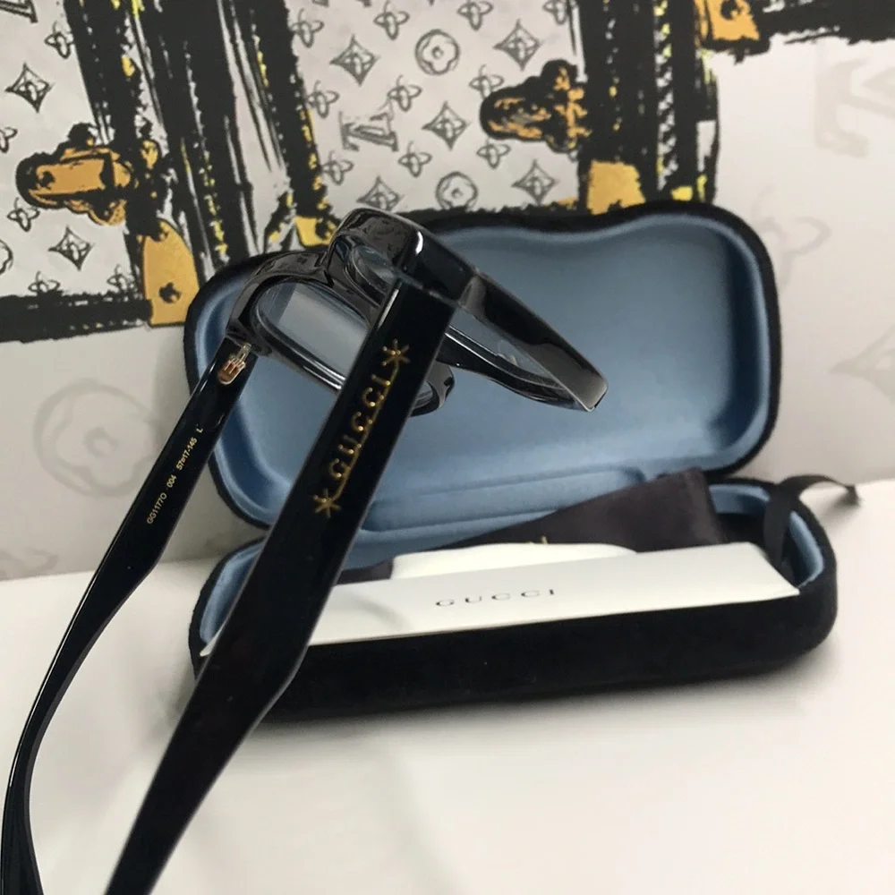 New Authentic Gucci Black Eyeglasses GG1177o 004
